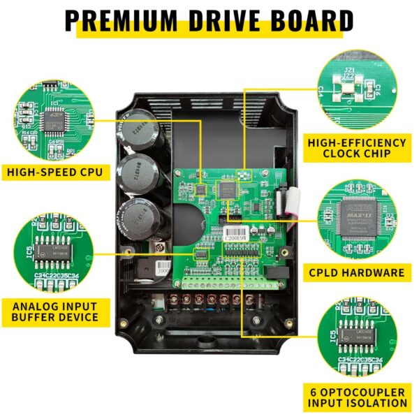 VEVOR 2.2KW 380V VFD Variable Frequency Drive Inverter for Spindle Motor Speed Control (2.2KW 380V)