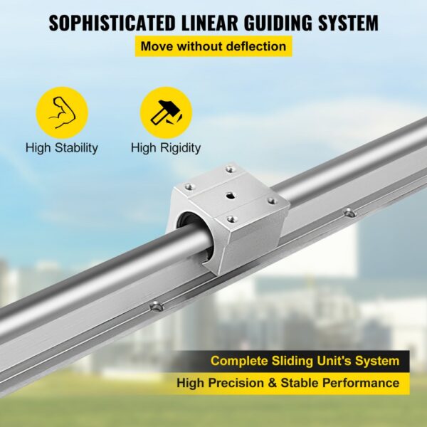 VEVOR Linear Rail Guide 2X SBR16-600 mm Linear Slide Rail + 4 SBR16UU Block for Automated Machines and Equipments