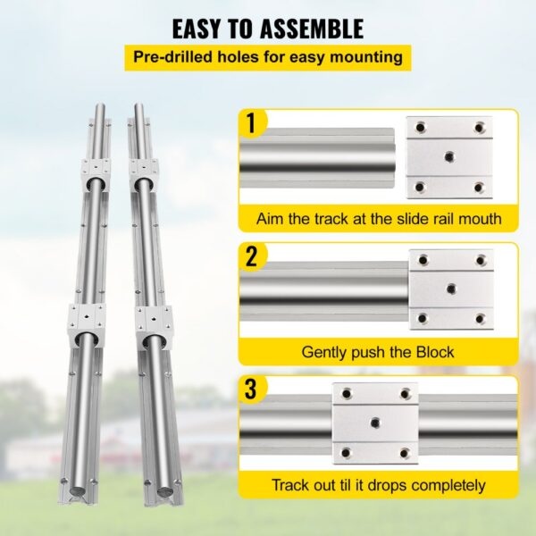 VEVOR Linear Rail Guide 2X SBR16-600 mm Linear Slide Rail + 4 SBR16UU Block for Automated Machines and Equipments