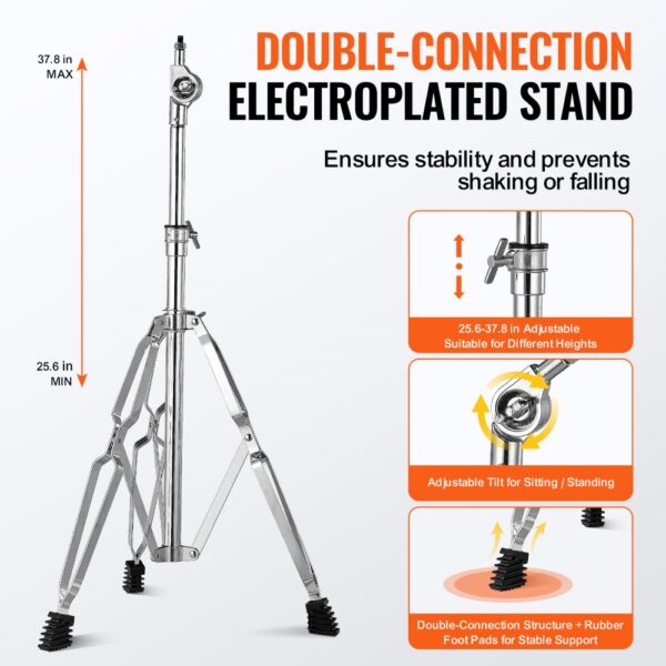 double-connection electroplated stand with adjustable height for VEVOR glockenspiel kit stability.