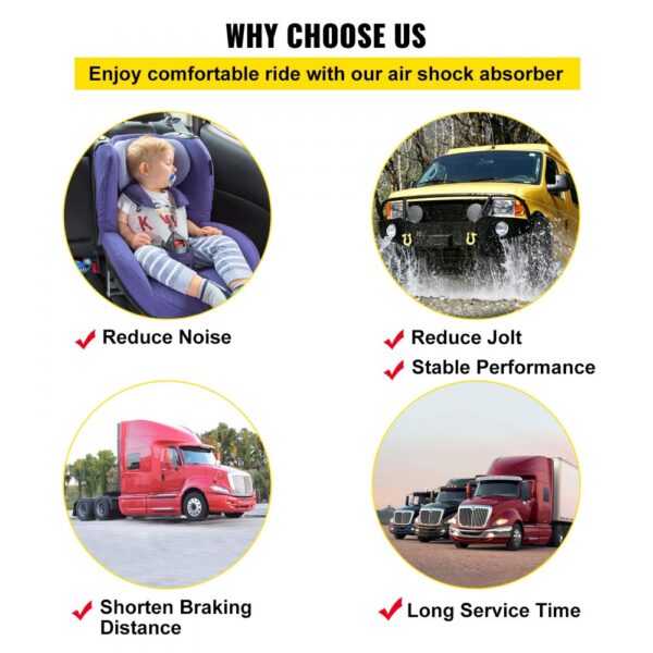 why choose VEVOR cab shock absorber for international prostar: reduce noise, jolt, braking time.