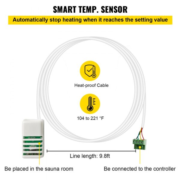 VEVOR External Sauna Heater Controller for 3KW-9KW Sauna Heaters Control Unit Sauna Stove Controller 104-221℉ Time Temperature