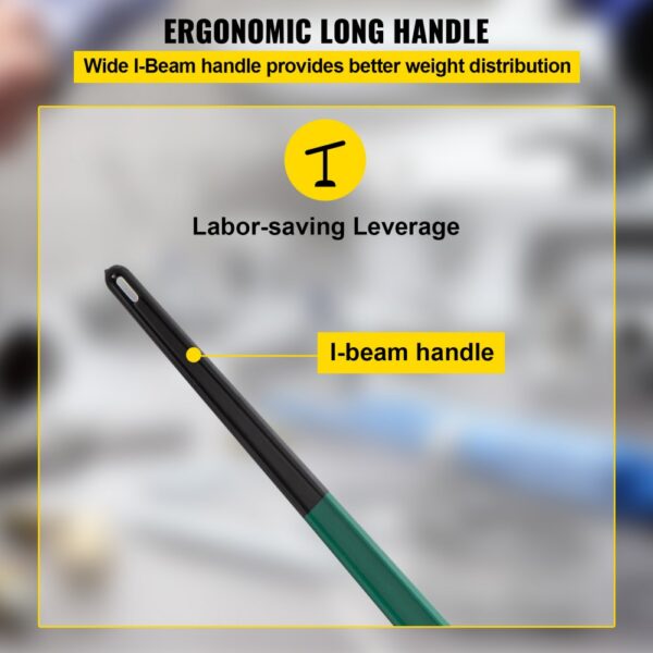 ergonomic VEVOR pipe wrench with wide i-beam handle for better weight distribution.