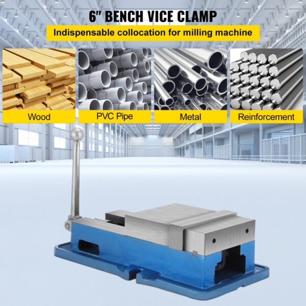 6" bench vice clamp for wood, pvc pipe, metal, and reinforcement - VEVOR milling vise