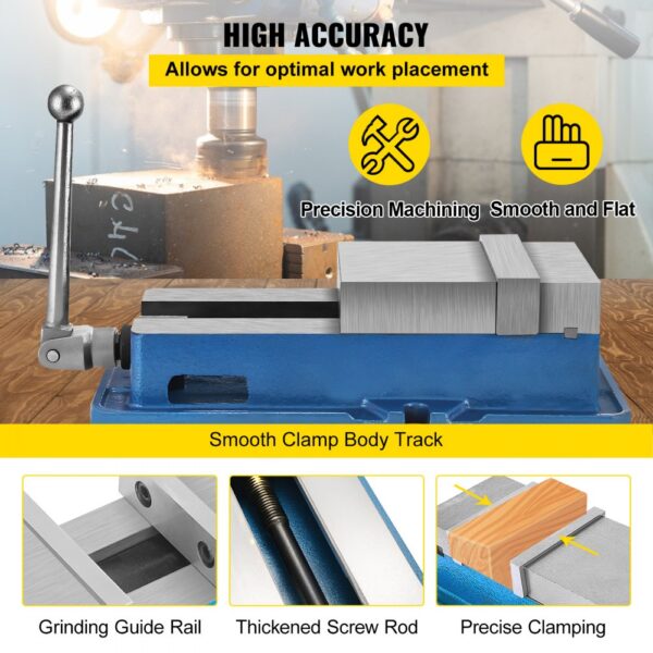 VEVOR milling vise with precision machining and high accuracy, featuring a grinding guide rail.