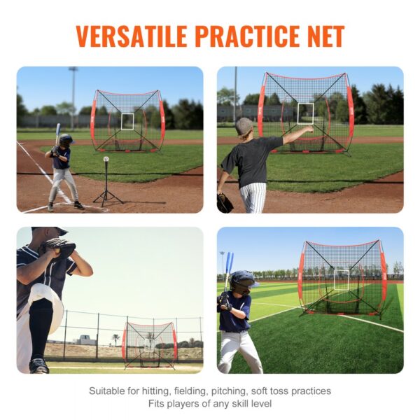 baseball players using the VEVOR baseball training net for versatile practice on different fields.