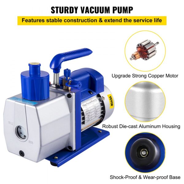 VEVOR Single Stage Vacuum Pump Rotary Vane 7CFM 1/2HP Deep HVAC