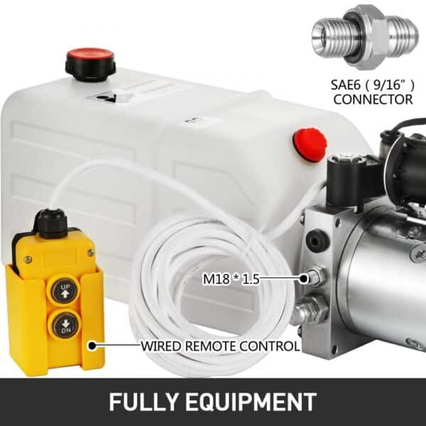 VEVOR hydraulic pump with sae6 connector and wired remote control.