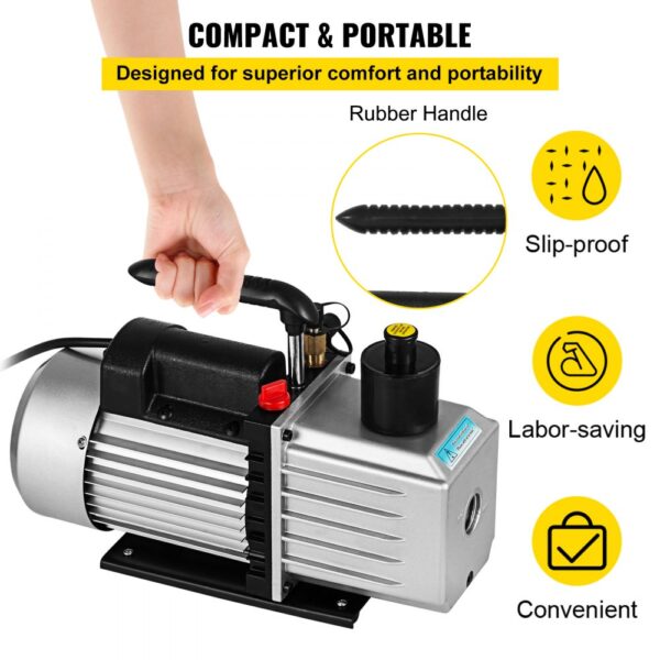 VEVOR 8CFM Two-Stage Rotary Vane Professional Vacuum Pump 15Micron 1HP