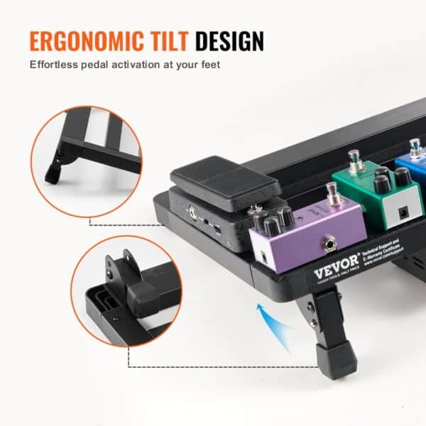 ergonomic VEVOR guitar pedal board with tilt design for effortless pedal activation.