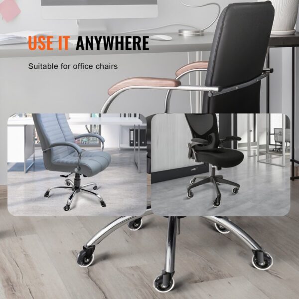 office chairs with VEVOR office chair wheels, shown in modern workspace settings.