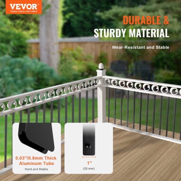 VEVOR staircase metal balusters with durable aluminum tubing, wear-resistant, and stable for outdoor use.