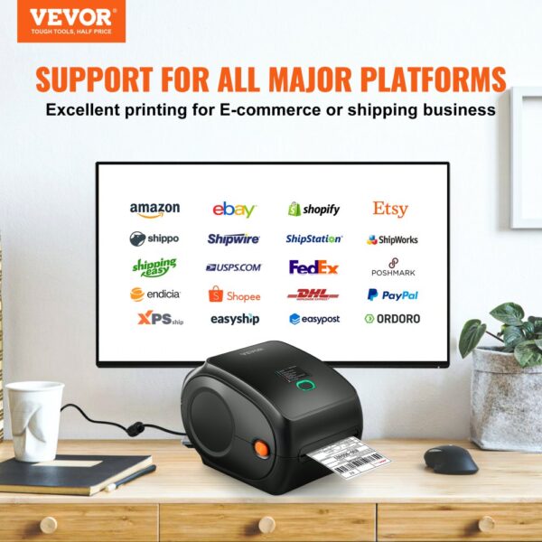 VEVOR Thermal Label Printer 4x6 300DPI USB/Bluetooth for Amazon eBay Etsy UPS