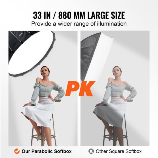 VEVOR Parabolic Softbox 33 in Quick Release & Quick Fold & Portable