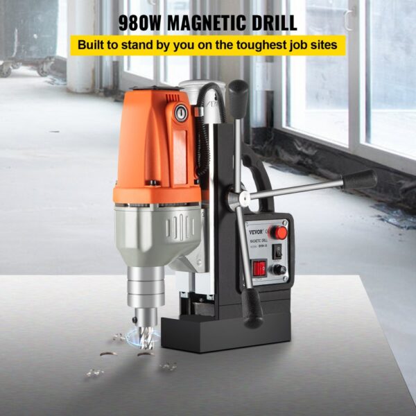 VEVOR Magnetic Drill 220V-240V Magnetic Drilling Machine 980W, Metal Drill Press High Power 680 rpm, Multi-Function Metal Drill Press 35MM Core Drilling Machine for Drilling And Tapping