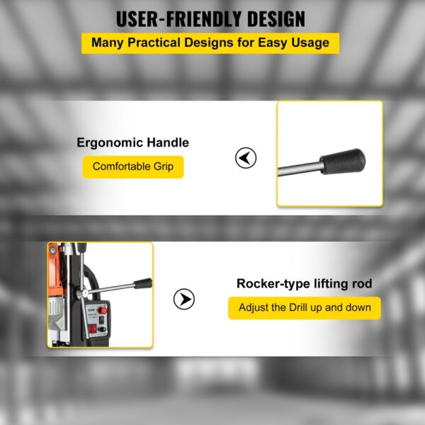VEVOR Magnetic Drill 220V-240V Magnetic Drilling Machine 980W, Metal Drill Press High Power 680 rpm, Multi-Function Metal Drill Press 35MM Core Drilling Machine for Drilling And Tapping