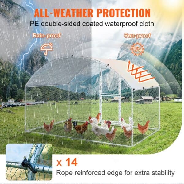 VEVOR chicken coop with all-weather protection, featuring rain-proof and sun-proof pe coated cover.