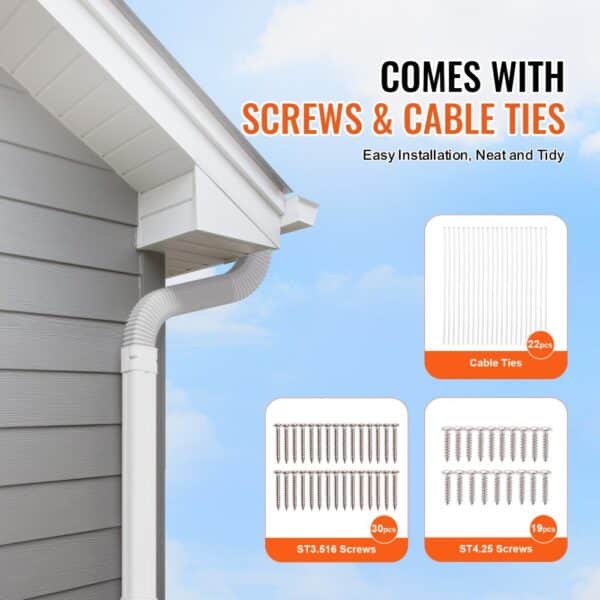 VEVOR mini split line set cover, includes screws and cable ties, easy installation, neat and tidy.