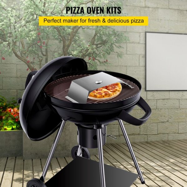 VEVOR pizza oven kit - ideal for fresh and delicious pizza, garden background.