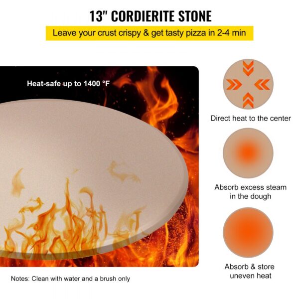 13" cordierite stone for VEVOR pizza oven kit with heat-safe up to 1400°f.