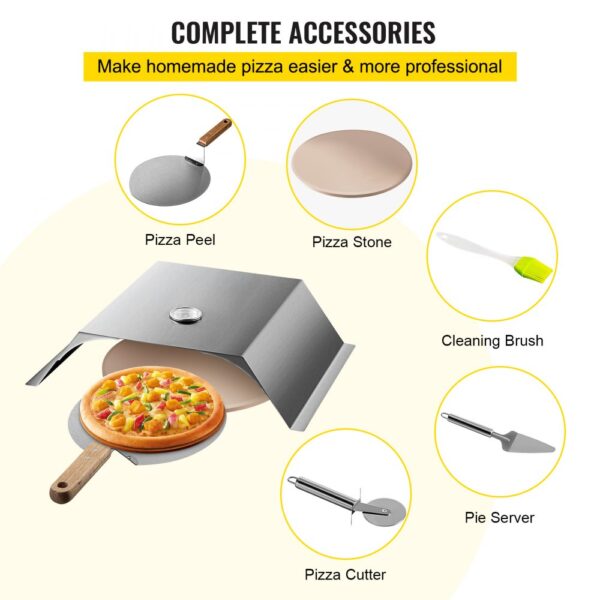 VEVOR pizza oven kit with peel, stone, cutter, server, and brush for homemade pizza.