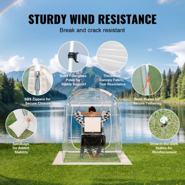 VEVOR Sports Tent Instant Tent Shelter Weather Proof 1 Person Clear Bubble Tent