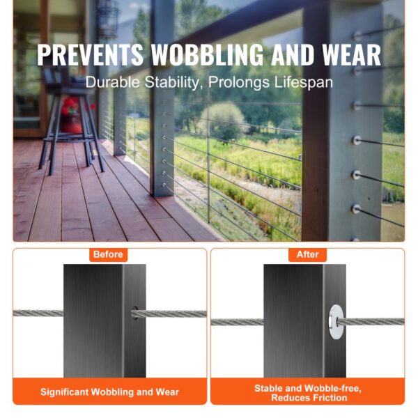 VEVOR stainless steel protector sleeves enhance railing stability, prevent wobbling, reduce friction.