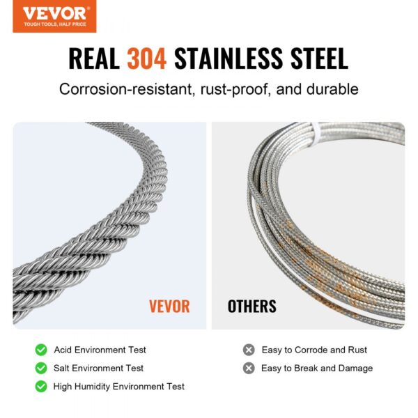 VEVOR T304 Stainless Steel Cable 1/16" 7x7 Steel Wire Rope 66 ft Cable Railing