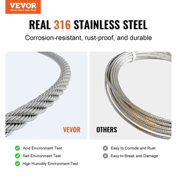 VEVOR T316 Stainless Steel Cable 1/8" 7x7 Steel Wire Rope 1000 ft Cable Railing