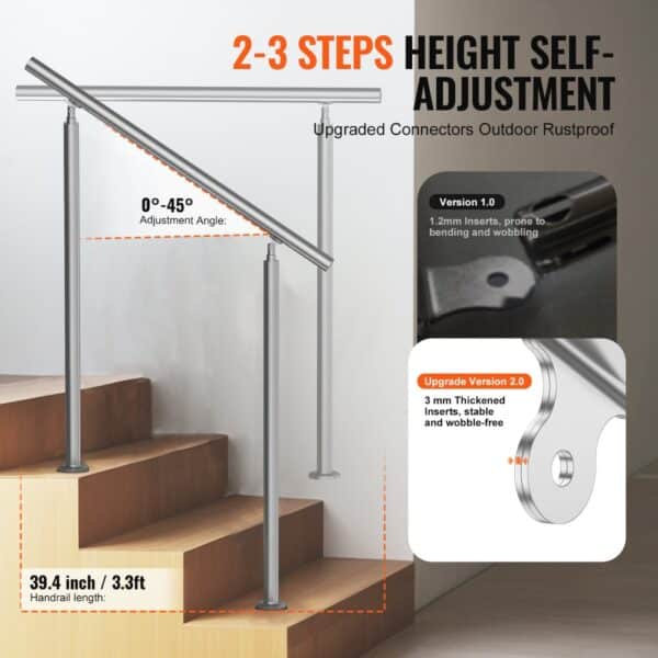 VEVOR 39.4in / 100cm Handrails for Outdoor Steps Staircase Porch Deck Senior