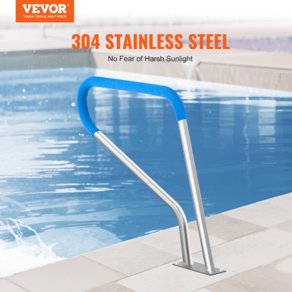 VEVOR Pool Handrail 39 x 32 inch Stainless Steel with Base Plate for Spas