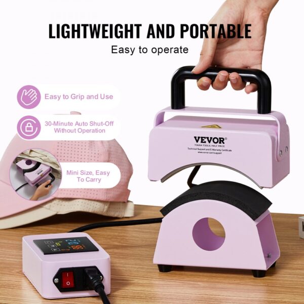 VEVOR Hat Press Machine Mini Hat Heat Press for Caps 5.9x3.15 inch Plate Purple