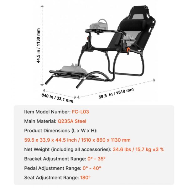 VEVOR Racing Wheel Stand Foldable for Logitech G923/G920/G29 Compact