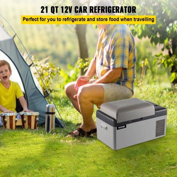 VEVOR Car Refrigerator 20L Compressor Portable Small Refrigerator Car Refrigerator Freezer Vehicle Car Truck RV Boat Mini Electric Cooler for Driving Travel Fishing Outdoor and Home Use