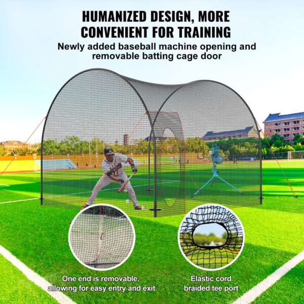 VEVOR Baseball Batting Cage, Softball and Baseball Batting Cage Net and Frame, Practice Portable Cage Net with Carry Bag, Heavy Duty Enclosed Pitching Cage, for Backyard Batting Hitting Training, 12FT