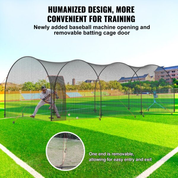 VEVOR Baseball Batting Cage, Softball and Baseball Batting Cage Net and Frame, Practice Portable Cage Net with Carry Bag, Heavy Duty Enclosed Pitching Cage, for Backyard Batting Hitting Training, 33FT