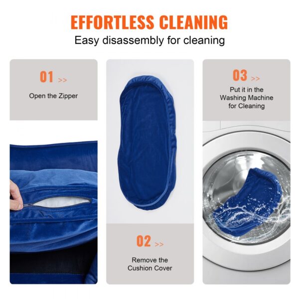 effortless cleaning instructions for the VEVOR dog sofa bed: unzip, remove cushion cover, and wash.