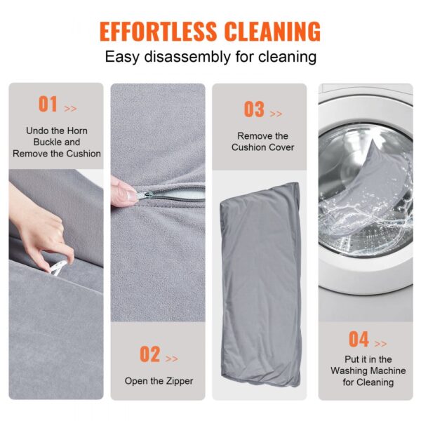 effortless cleaning steps for VEVOR dog sofa: remove cushion, unzip cover, and machine wash.