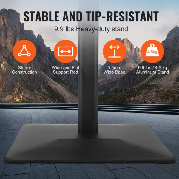 VEVOR pedestal sign holder with durable construction, wide support rod, 3.5mm base, and 9.9 lbs stand.