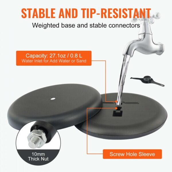 VEVOR Pedestal Sign Holder, 11 x 17 Inch Vertical and Horizontal Adjustable Poster Stand, Heavy-Duty Floor Standing Sign Holder with Round Base for Display, Advertisement, and Outdoor, Black