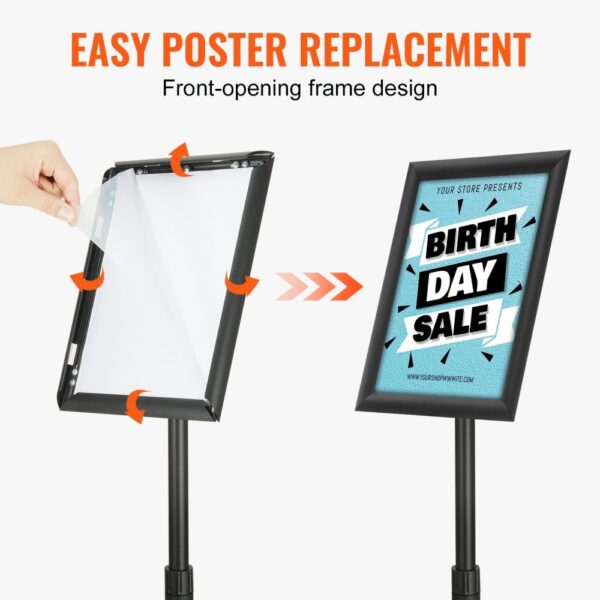 VEVOR pedestal sign holder with easy poster replacement and front-opening frame design.