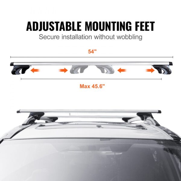 VEVOR roof rack cross bars with adjustable mounting feet and secure installation for vehicles up to 45.6".