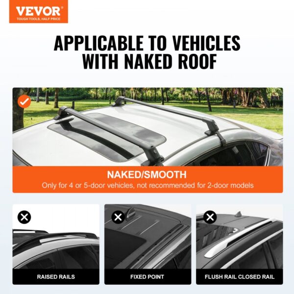 VEVOR roof rack cross bars for vehicles with naked roof, suitable for 4 or 5-door models.