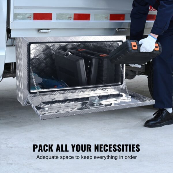 VEVOR underbody truck box with tools inside, providing ample storage space under the truck.