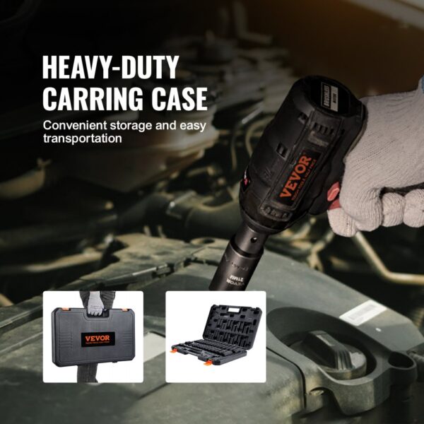 VEVOR impact socket set with heavy-duty carrying case, convenient storage, and easy transportation.