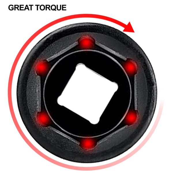 top view of VEVOR impact socket set generating great torque with red highlights.