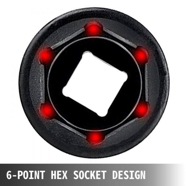 6-point hex design in VEVOR impact socket set with red highlights.