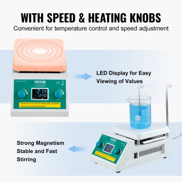 VEVOR Magnetic Stirrer Hot Plate Max 572°F/300°C Hot Plate Stirrer 0-2000 RPM