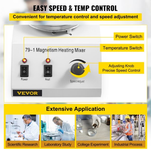 VEVOR Laboratory Magnetic Stirrer Hot Plate 1L Speed Control Magnetic Stirrer 25W