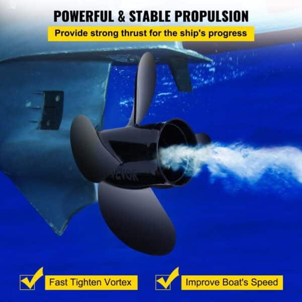 VEVOR outboard propeller in action underwater, showcasing powerful and stable propulsion.